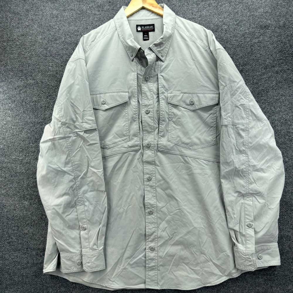 Alaskan Hardgear Duluth Trading Co Mens 3XL Long Sleeve Pocket Vented Shirt Gray